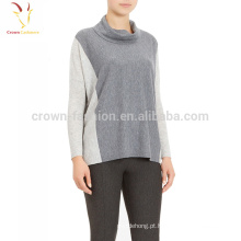 Mulheres Xaile Collar Plain Knit Cashmere Pullover Sweater